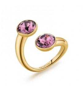 Anello Contrarie Donna Gioielli Brosway Affinity in acciaio pvd oro con cristalli iris bff177b