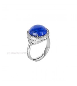 Anello Donna Gioielli Boccadamo Sharada in bronzo con cabochon blu rutilato e zirconi XAN143