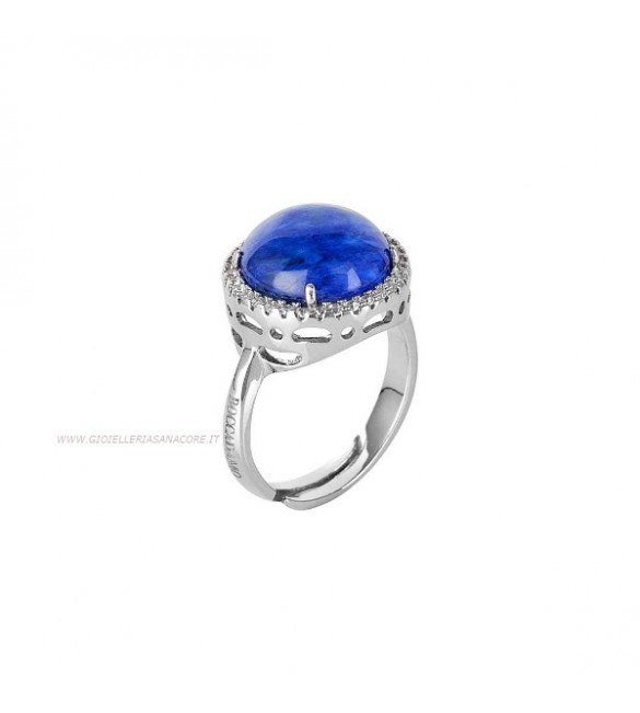 Anello Donna Gioielli Boccadamo Sharada in bronzo con cabochon blu rutilato e zirconi XAN143