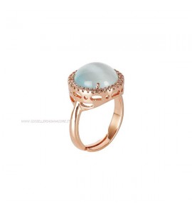 Anello Donna Gioielli Boccadamo Sharada in bronzo con cabochon celeste gatteggiante e zirconi XAN143RSA