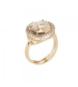 Anello Donna Gioielli Boccadamo Sharada in bronzo placcato oro con cristallo champagne xan080d