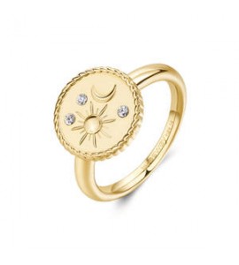Anello donna gioielli Brosway Chakra in acciaio dorato con Sole e Luna bhkr004b