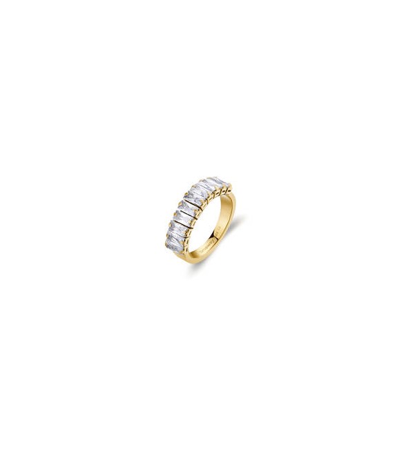 Anello Donna Gioielli Brosway Desideri in acciaio dorato con zirconi bianchi beia002a