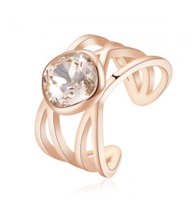 Anello Donna Gioielli Brosway Destiny in acciaio 316L misura 12 pvd oro rosa cristallo vintage rose bdy36a