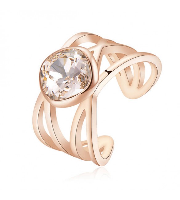 Anello Donna Gioielli Brosway Destiny in acciaio 316L misura 12 pvd oro rosa cristallo vintage rose bdy36a