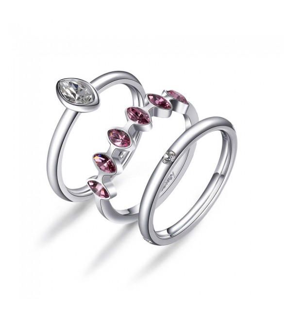 Anello Donna Gioielli Brosway Symphonia in acciaio 316L cristalli crystal e light amethyst misura 18 bym93d