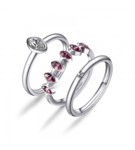 Anello Donna Gioielli Brosway Symphonia in acciaio 316L cristalli crystal e light amethyst misura 18 bym93d