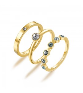 Anello Donna Gioielli Brosway Symphonia in acciaio 316L pvd Oro cristalli crystal e smoked sapphire misura 10 bym94s