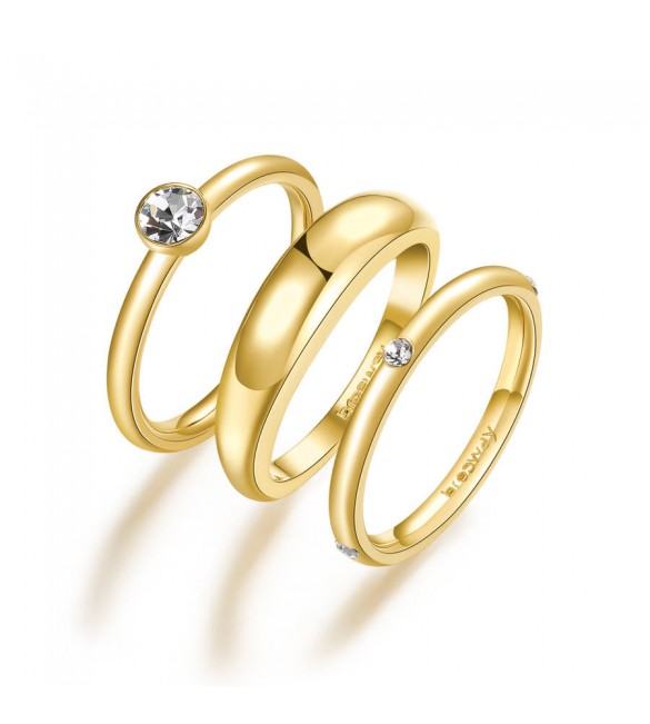 Anello Donna Gioielli Brosway Symphonia in acciaio 316L pvd Oro e cristalli crystal misura 18 bym96d