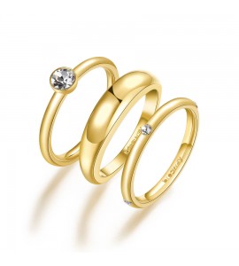 Anello Donna Gioielli Brosway Symphonia in acciaio 316L pvd Oro e cristalli crystal misura 18 bym96d