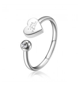 Anello Donna Gioielli Sagapò Click in acciaio 316L con Cuore e cristallo sck88