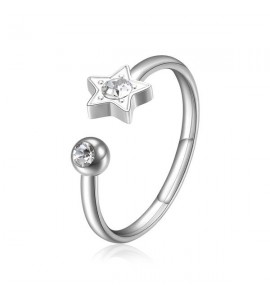 Anello Donna Gioielli Sagapò Click in acciaio 316L con Stellina e cristallo sck89
