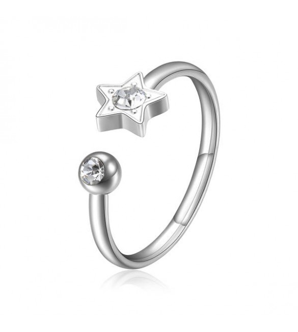 Anello Donna Gioielli Sagapò Click in acciaio 316L con Stellina e cristallo sck89