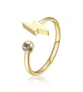 Anello Donna Gioielli Sagapò Click in acciaio 316L pvd oro con Saetta cristallo sck93