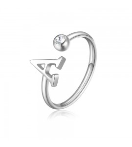 Anello Donna Gioielli Sagapò Click in acciaio con iniziale A sck172