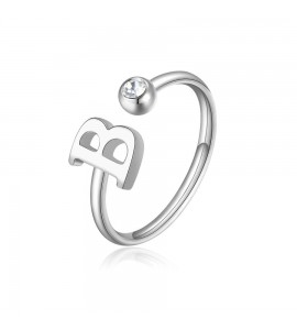 Anello Donna Gioielli Sagapò Click in acciaio con iniziale B sck173
