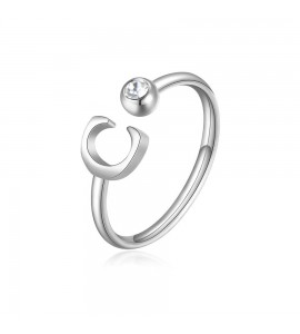 Anello Donna Gioielli Sagapò Click in acciaio con iniziale C sck174