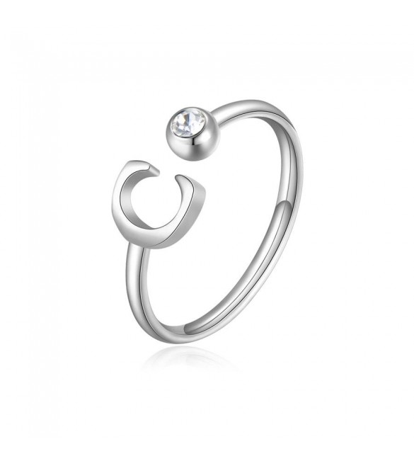 Anello Donna Gioielli Sagapò Click in acciaio con iniziale C sck174