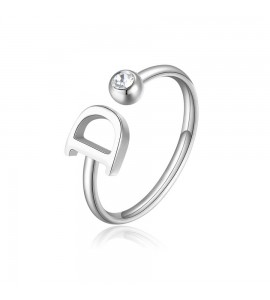 Anello Donna Gioielli Sagapò Click in acciaio con iniziale D sck175