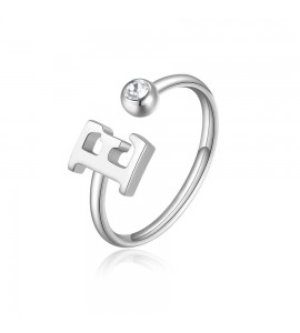 Anello Donna Gioielli Sagapò Click in acciaio con iniziale E sck176