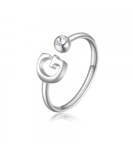 Anello Donna Gioielli Sagapò Click in acciaio con iniziale G sck178