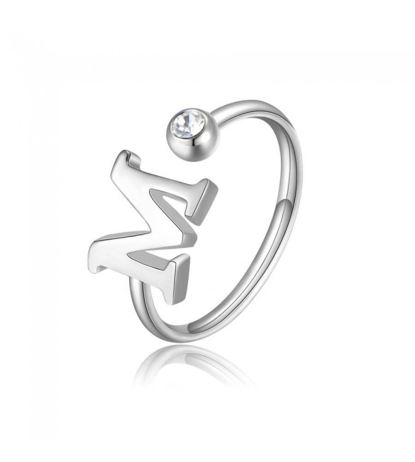 Anello Donna Gioielli Sagapò Click in acciaio con iniziale M sck184