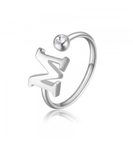 Anello Donna Gioielli Sagapò Click in acciaio con iniziale M sck184