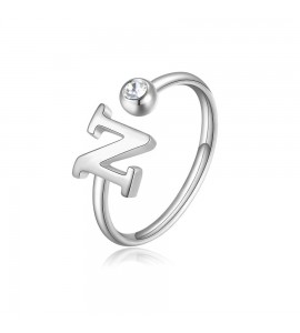 Anello Donna Gioielli Sagapò Click in acciaio con iniziale N sck185