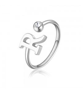 Anello Donna Gioielli Sagapò Click in acciaio con iniziale R sck188