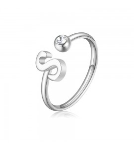 Anello Donna Gioielli Sagapò Click in acciaio con iniziale S sck189