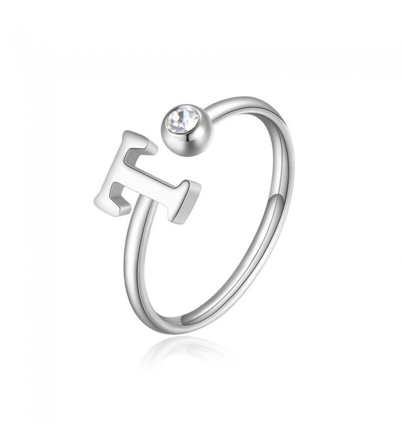 Anello Donna Gioielli Sagapò Click in acciaio con iniziale T sck190
