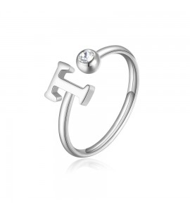 Anello Donna Gioielli Sagapò Click in acciaio con iniziale T sck190