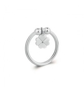 Anello Donna Gioielli Sagapò Feelings rigido in acciaio con quadrifoglio sfe34