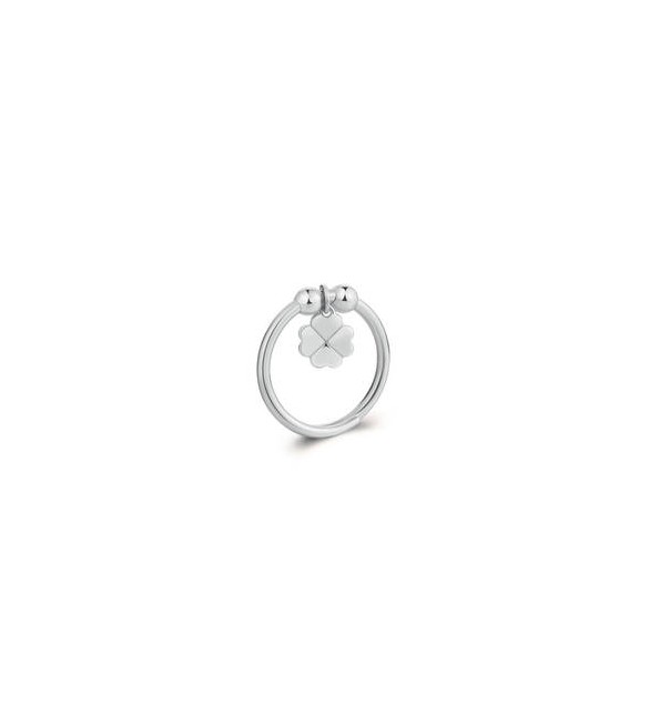 Anello Donna Gioielli Sagapò Feelings rigido in acciaio con quadrifoglio sfe34