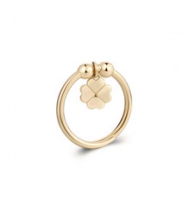 Anello Donna Gioielli Sagapò Feelings rigido in acciaio dorato con quadrifoglio sfe38