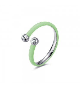 Anello Donna Gioielli Sagapò Vibes in acciaio 316L con smalto verde svb36