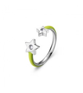 Anello Donna Gioielli Sagapò Vibes in acciaio con smalto giallo e Stelle svb69