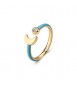 Anello Donna Gioielli Sagapò Vibes in acciaio dorato con smalto turchese e Luna svb71