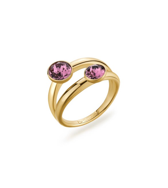 Anello Doppio Donna Gioielli Brosway Affinity in acciaio pvd oro con cristalli iris bff175c