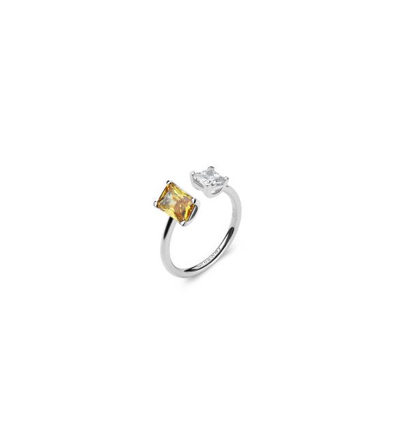 Anello Gioielli Fancy by Brosway in argento zirconi baguette bianco e giallo misura 12 fey13b