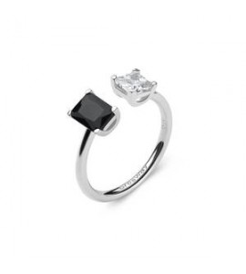 Anello Gioielli Fancy by Brosway in argento zirconi baguette bianco e nero misura 12 fmb10b