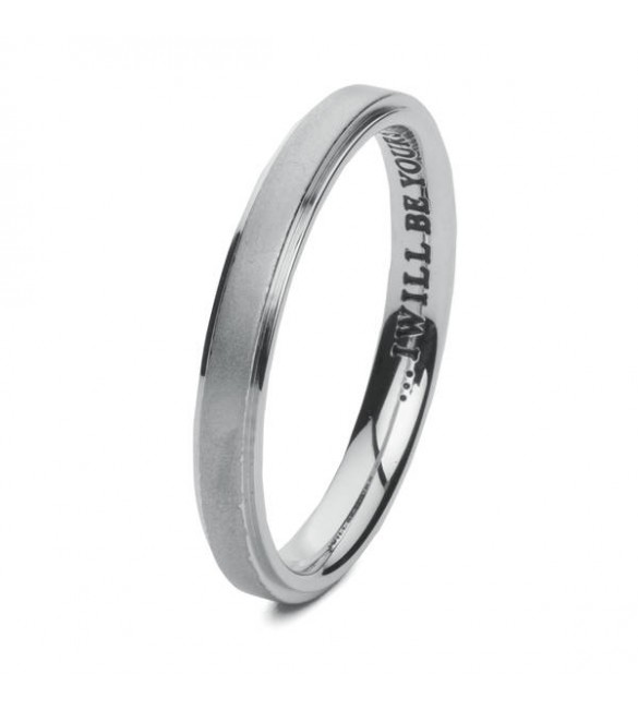Anello Uomo Gioielli Sagapò For Love in acciaio 316L lucido e satinato e incisione ...I Will Be Yours sfv34d