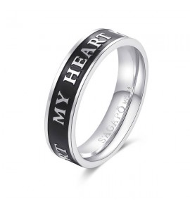 Anello Uomo Gioielli Sagapò For Love in acciaio 316L smalto nero My Heart sfv38c