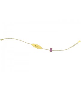 Bracciale Bambino Bambina Gioielli Nanan Bijou Targhetta oro Orsetto Rosa ngld0005