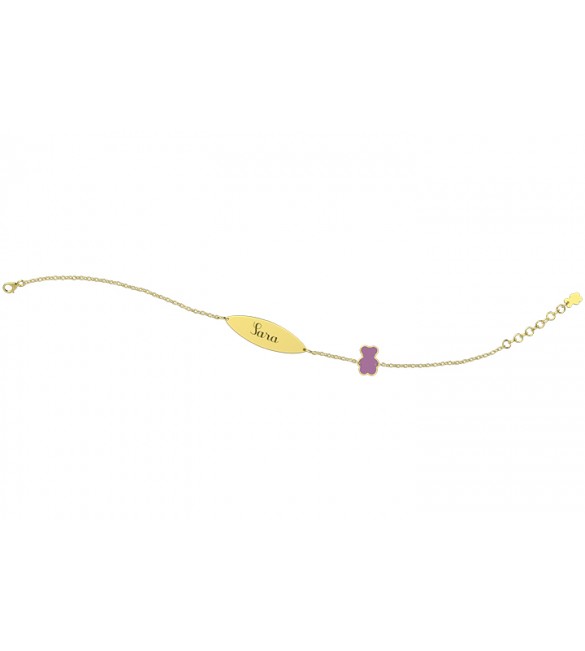 Bracciale Bambino Bambina Gioielli Nanan Bijou Targhetta oro Orsetto Rosa ngld0005