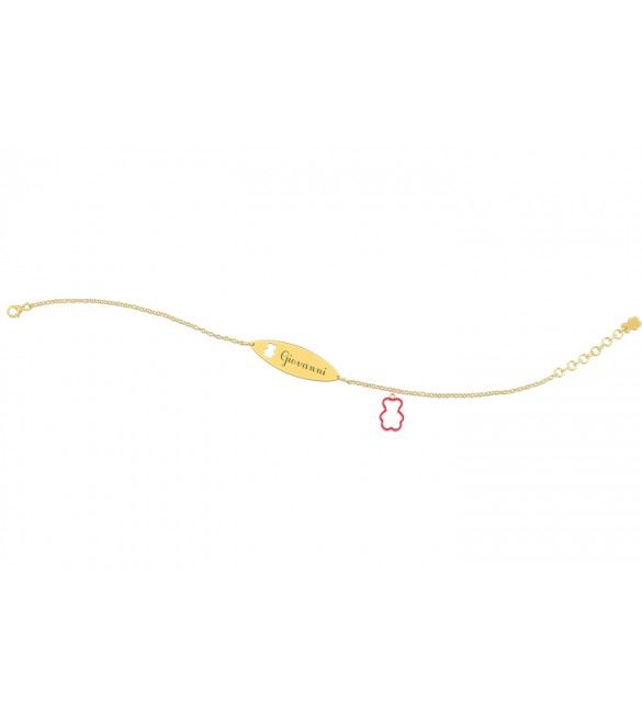 Bracciale Bambino Bambina Gioielli Nanan Bijou Targhetta oro Orsetto Rosa ngld0050