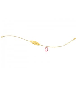 Bracciale Bambino Bambina Gioielli Nanan Bijou Targhetta oro Orsetto Rosa ngld0050