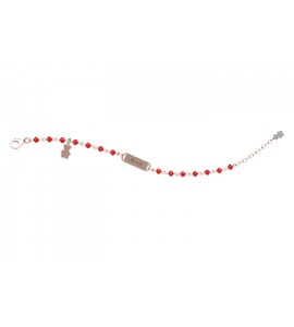 Bracciale Bambino Bambina Gioielli Nanan Bijou Targhetta Orsetto argento rosato nan0295