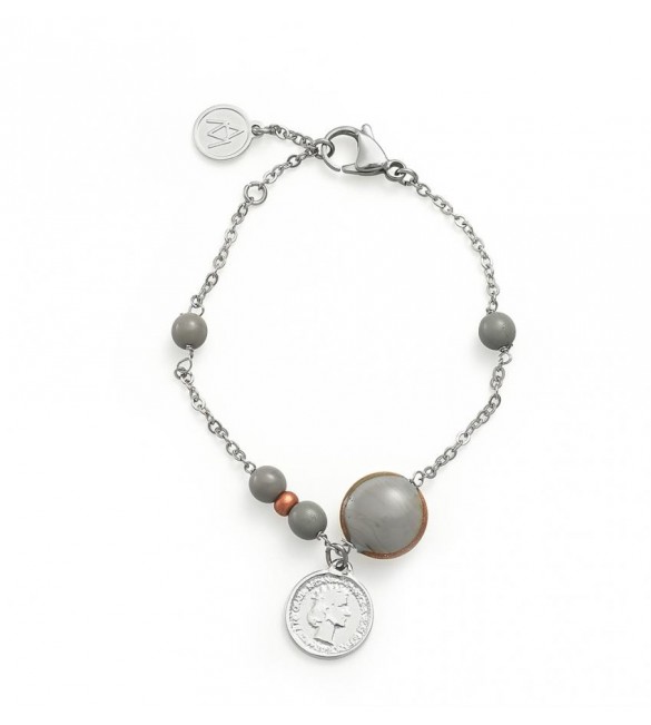 Bracciale Donna Gioielli Antica Murrina Mademoiselle con pendente Grigio br839a12