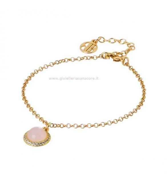 Bracciale Donna Gioielli Boccadamo Sharada in bronzo con cabochon pendente rosa chiaro e zirconi XBR821D